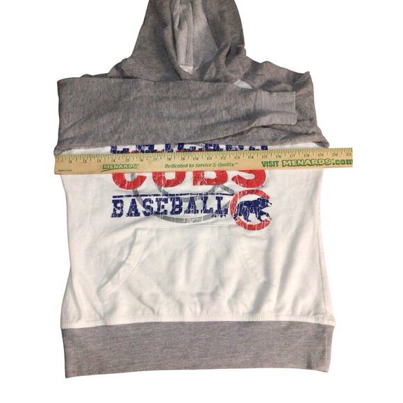 Majestic Chicago Cubs Gray White Baseball Pullover Hoodie Sweatshirt Small - Picture 5 of 9